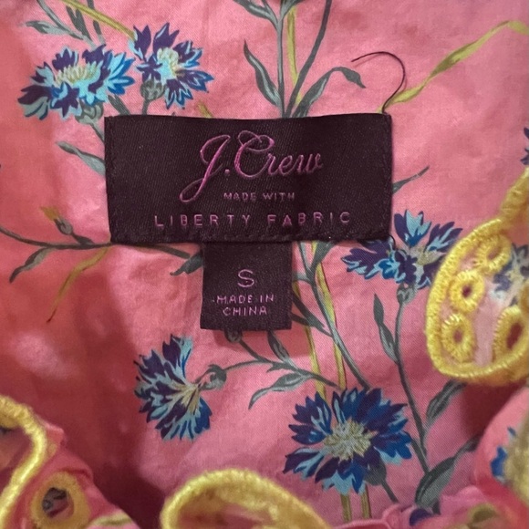 J. Crew Liberty London Cotton Poplin Ruffle Blouse Liberty Wheat Bouquet Floral - Picture 8 of 12